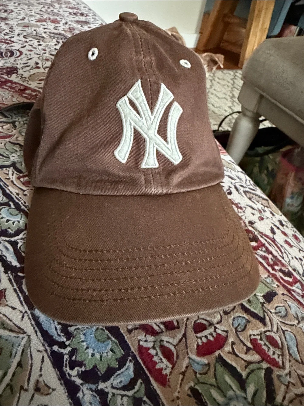 New York Yankees Brown Baseball Cap with White Logo